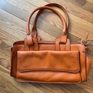 Chic Orange Leather Shoulder Bag